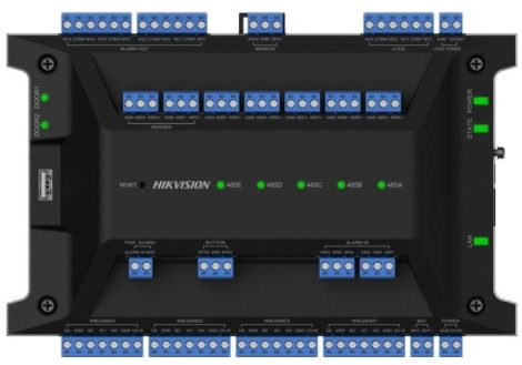 Hikvision DS-K2702X(P) Ajtóvezérlő 2 ajtóhoz, két irány, 4 Wiegand & 4 RS485 olvasó, panel