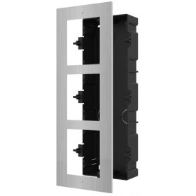   Hikvision DS-KD-ACF3/S Társasházi IP video-kaputelefon szerelőkeret süllyesztéshez, 3 modulos verzió, rozsdamentes acél