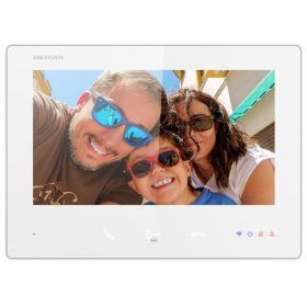   Hikvision DS-KH7300EY-WTPE2/White Kétvezetékes HD video-kaputelefon beltéri egység, 7" TFT kijelző, 1024x600 felbontás, WiFi, fehér