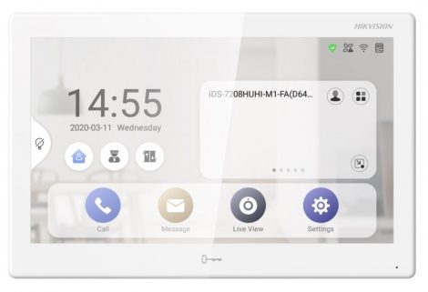 Hikvision DS-KH9510-WTE1 (B) Android IP video-kaputelefon beltéri egység, 10" IPS kijelző, 1024x600 felbontás, WiFi, 12VDC/PoE