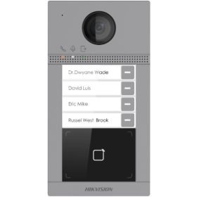   Hikvision DS-KV8413-WME1/Flush (C) Négylakásos IP video-kaputelefon kültéri egység, kártyaolvasóval, IR-megvilágítás, WiFi, 12 VDC/PoE