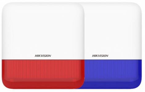 Hikvision DS-PS1-E-WE/Red Vezeték nélküli kültéri sziréna AXPro központokhoz, 110 dB, IP65, 868 MHz, 12 VDC/4x CR123A, piros