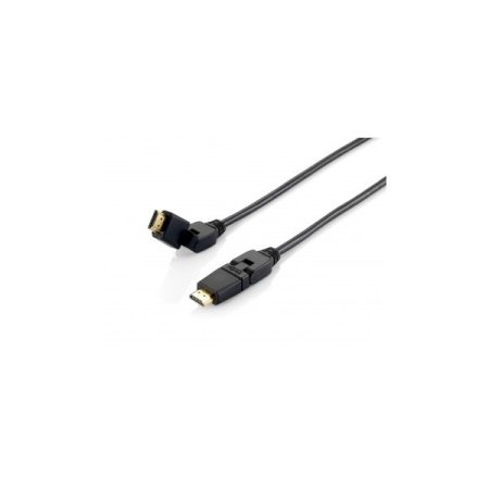 Equip EQUIP119362 HDMI 2.0 kábel, apa/apa, 4K/60 Hz, aranyozott, forgatható csatlakozók, fekete, 2 m