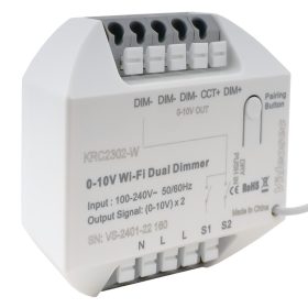   YLI ET-KRC2302-W 2 csatornás RF + WiFi 0-10V dimmer(TUYA és Smart Life kompatibilis), 2x 0-100% szabályzott kimenet