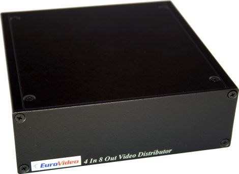 EuroVideo EVA-CD408 4 CSATORNÁS VIDEÓJEL OSZTÓ, 8 KIMENET 12V DC