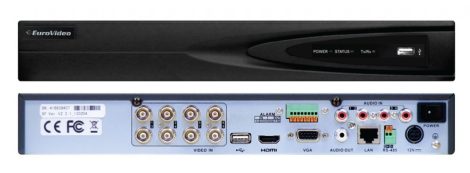  EuroVideo EVD-T08/200A4FH HD-TVI Hybrid DVR, 8 cs., 200 fps/1080p, 4 audio BE, 1 audio KI, VGA, HDMI,2x4 TB SATA HDD