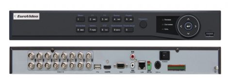  EuroVideo EVD-T16/400A4FH HD-TVI Hybrid DVR, 16 cs., 400 fps/1080p, 4 audio BE, 1 audio KI,VGA, HDMI,2x4 TB SATA HDD