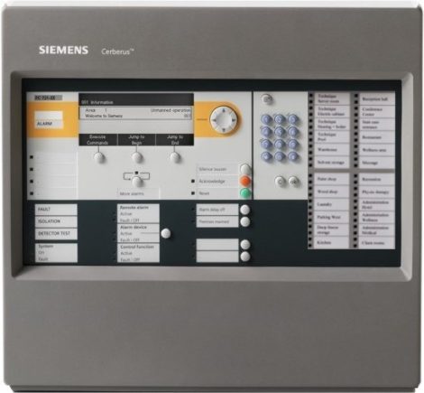 Siemens FC722-YZ Cerberus PRO 2 hurkos tűzjelző központ, hálózatba köthető, max. 252 cím, normál ház, LED panel