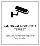   Egyéb gyártó FM-01 Magyar és angol nyelvű figyelmeztető matrica: "Kamerával megfigyelt terület", 175x200 mm