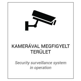   Egyéb gyártó FM-01 Magyar és angol nyelvű figyelmeztető matrica: "Kamerával megfigyelt terület", 175x200 mm