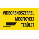   Metz FT100 Figyelmeztető tábla, "VIDEORENDSZERREL MEGFIGYELT TERÜLET", tartós kültéri kivitel, 197 x 125 mm