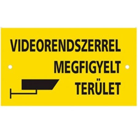 Metz FT100 Figyelmeztető tábla, "VIDEORENDSZERREL MEGFIGYELT TERÜLET", tartós kültéri kivitel, 197 x 125 mm