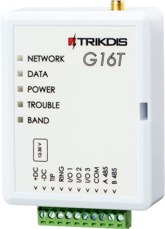TRIKDIS G16T-4G 4G kommunikátor, 2 be- vagy kimenet, analóg telefonvonali kommunikáció