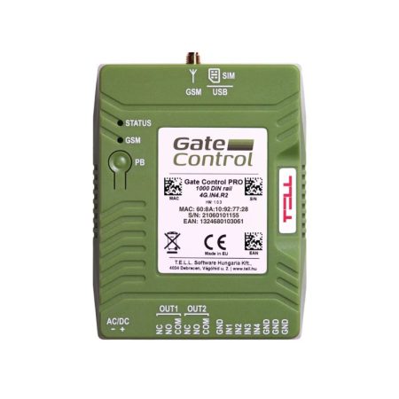 TELL Gate-Control-PRO-1000-4G-DIN Gate Control PRO 1000 4G kapuvezérlő, 4 zónabemenet, 2 relés kimenet, DIN sínre szerelhető