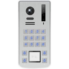  HONNOR SECURITY Video kaputelefon 4 hívógombos kültéri egység, vandálbiztos, nyomógombos kódzáras, kártyaolvasós, 110° 1080P CMOS kamerával, IP66