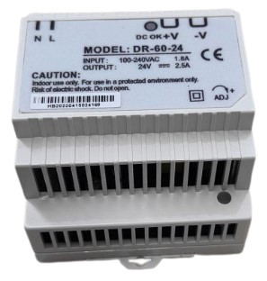 HONNOR SECURITY HS-DR-60-24 DIN sínre szerelhető tápegység 230Vac/24Vdc-2,5A busz leválasztó nélkül