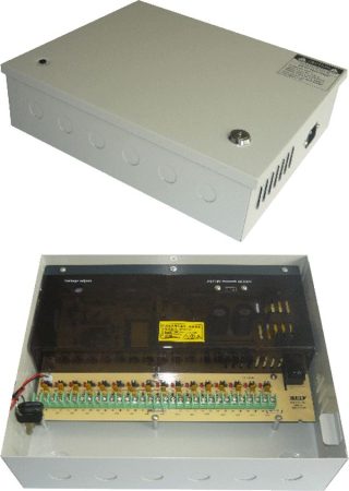 Lemar HS 12512 12V 12.5A 16 csatornás dobozolt ipari tápegység, védelmekkel