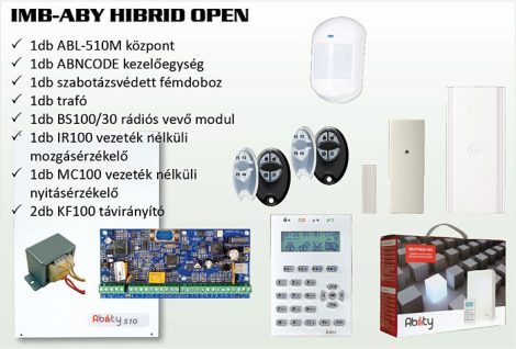 Inim IMB-ABY HIBRID OPEN  Inim riasztó szett ABL-510M-KIT + fémdoboz + trafó+ BS100/30 + IR100+ MC100+ KF100