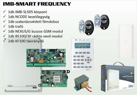 Inim IMB-SMART FREQUENCY  Inim riasztó szett IMB-SL505 KIT + fémdoboz + trafó + BS100/30 + 2db KF100