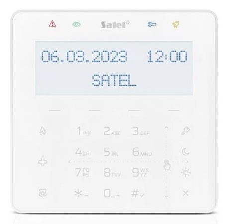Satel INT-KSG2R-W Érintőgombos kezelő, fehér háttérfény és kijelző, kártyaolvasó, fehér