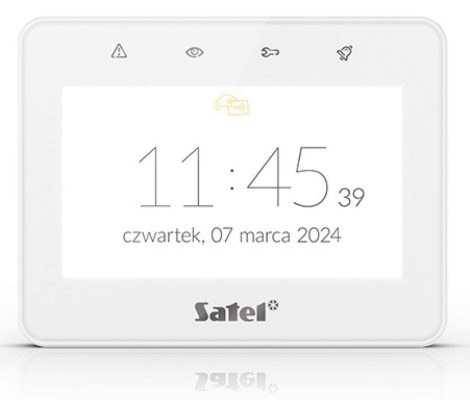 Satel INT-TSG2R-W 4.3" érintőképernyős kezelő, fehér, Mifare hitelesítés