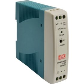   Mean Well MDR-20-12 Ipari tápegység, 12V, 1.67A, 20W, DIN sínre szerelhető