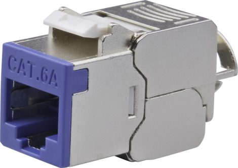 Nestron NPN-KEY-1C6SF-180WT-BL Keystone STP csatlakozó, Cat6A, 180°, szerszám nélkül szerelhető, kék