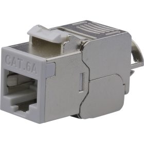   Nestron NPN-KEY-1C6SF-180WT-GY Keystone STP csatlakozó, Cat6A, 180°, szerszám nélkül szerelhető, szürke