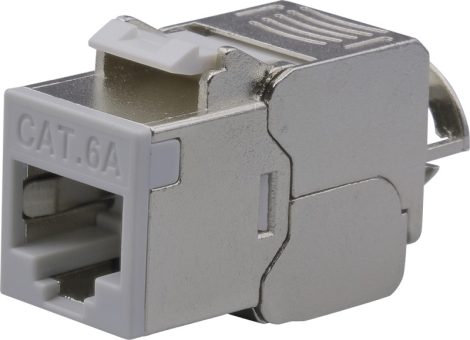 Nestron NPN-KEY-1C6SF-180WT-GY Keystone STP csatlakozó, Cat6A, 180°, szerszám nélkül szerelhető, szürke