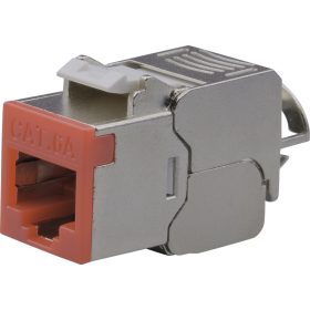   Nestron NPN-KEY-1C6SF-180WT-RD Keystone STP csatlakozó, Cat6A, 180°, szerszám nélkül szerelhető, piros