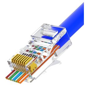   Nestron NPN-RJ45-1C5PTU-PC100 UTP RJ45 csatlakozó, Cat5e, átfűzhető, fali és patch kábelekhez, 100 db/csomag