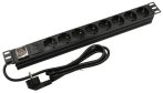   Nestron NRPD-SH-108SP 19" elosztósáv (PDU) kapcsolóval, 8 Shuko csatlakozó, túlfeszültség védelem