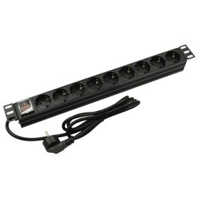  Nestron NRPD-SH-109 19" elosztósáv (PDU) kapcsolóval, 9 Shuko csatlakozó