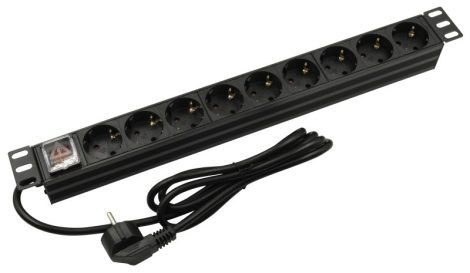 Nestron NRPD-SH-109 19" elosztósáv (PDU) kapcsolóval, 9 Shuko csatlakozó