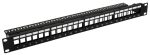   Nestron NRPP-KEY-124U-H 19" keystone patch panel, 24 port, Cat5e/Cat6/Cat6A kompatibilis, árnyékolatlan, tehermentesítővel