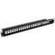 Nestron NRPP-KEY-124U-H 19" keystone patch panel, 24 port, Cat5e/Cat6/Cat6A kompatibilis, árnyékolatlan, tehermentesítővel