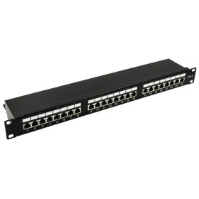  Nestron NRPP-RJ45-124SF-H 19" patch panel, 24 port, Cat6, árnyékolt, tehermentesítővel, dual IDC (Krone/110)