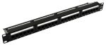   Nestron NRPP-RJ45-124U-H 19" patch panel, 24 port, Cat6, árnyékolatlan, tehermentesítővel, dual IDC (Krone/110)