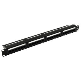   Nestron NRPP-RJ45-124U-H 19" patch panel, 24 port, Cat6, árnyékolatlan, tehermentesítővel, dual IDC (Krone/110)