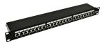   Nestron NRPP-RJ45-224SF-H 19" patch panel, 24 port, Cat6A, árnyékolt, tehermentesítővel, dual IDC (Krone/110)