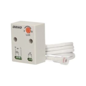    ORNO ORCR233 alkonykapcsoló, beállítható érzékenység 2-100 lux, ?15 mm érzékelő 1m csatlakozókábellel, tápfeszültség ~230V/50Hz, max. terhelés 3000W, IP65 (csak érzékelő)