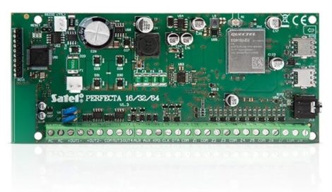 Satel PERFECTA 64 M Riasztóközpont alaplap, 8-64 zóna, beépített GSM/GPRS kommunikátor, vezeték nélküli vevőegység, LTE