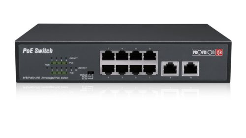 PROVISION-ISR PR-PoES-08120C-2I-V2 8+2 Portos PoE Switch, CCTV Rendszerekhez