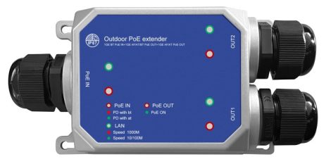 Nestron PSE-EG102W 2 portos gigabit ethernet PoE extender, 90 W, max. 250 méter, túlfeszültség védelem, IP67, IK10