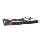   Pulsar RALZ/F 19" elosztósáv (PDU) kapcsolóval, 8 Schuko csatlakozó
