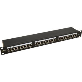   Pulsar RP-F24V6 19" patch panel, 24 port, cat6, árnyékolt, tehermentesítővel, 90 fokos modulok