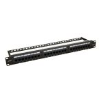   Pulsar RP-U24H5 19" patch panel, 24 port, cat5e, árnyékolatlan, tehermentesítővel, 180 fokos modulok