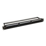   Pulsar RP-U24H5 19" patch panel, 24 port, cat5e, árnyékolatlan, tehermentesítővel, 180 fokos modulok