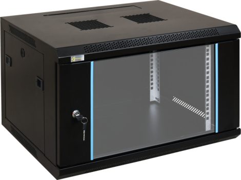 Pulsar RW664 19" 6U 600x450 fali rack szekrény, készre szerelt, fekete
