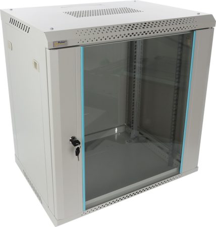 Pulsar RWA1264-G 19" 12U 600x450 fali rack szekrény, lapra szerelt, szürke, könnyített kialakítás